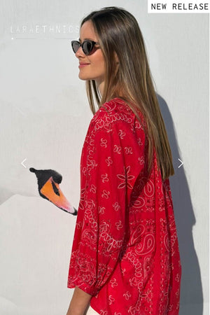 Lara Ethnics - Blouse Bandana Red