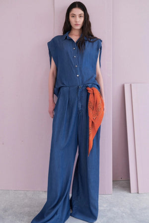 Lumina - Trousers Denim Blue