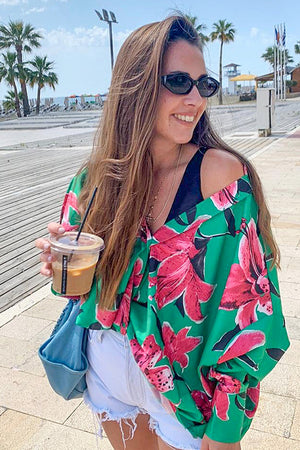 Queencii – Shannon Floral Shirt Green