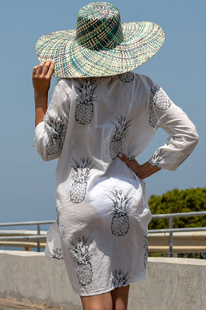 Queencii - Kaftan Pineapple White Black