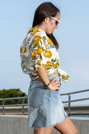 Queencii - Shirt Lemons White Yellow