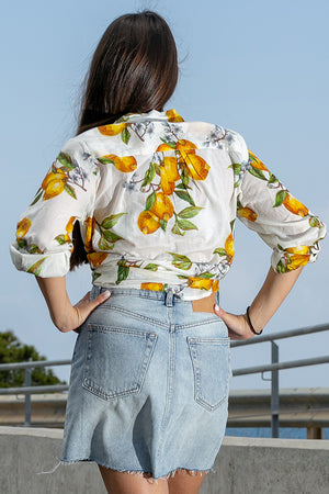 Queencii - Shirt Lemons White Yellow