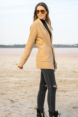 Queencii – Salome Longline Cardigan Camel