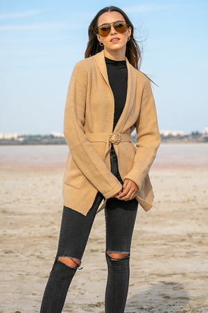 Queencii – Salome Longline Cardigan Camel