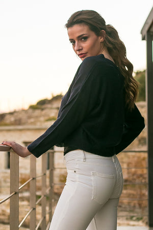 lace up cropped sweater
