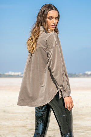 Queencii – Flaine Corduroy Shirt Grey
