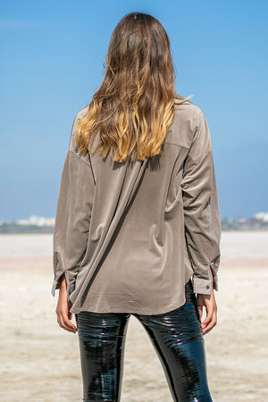 Queencii – Flaine Corduroy Shirt Grey