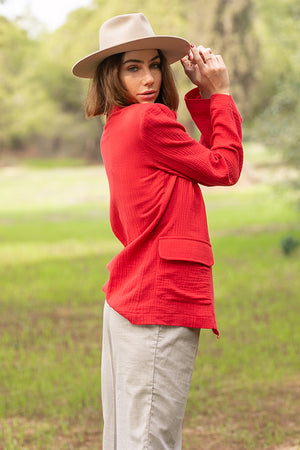 Sun Sea & Roses – Charis Blazer Red