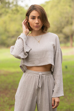 Sun Sea & Roses – Ereni Crop Top Grey