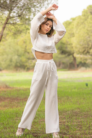 Sun Sea & Roses – Halina Trousers White