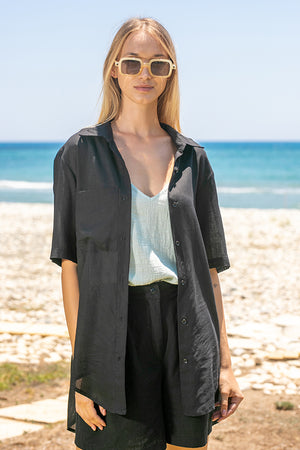 Sun Sea & Roses – Okeanos Short Sleeve Shirt Black