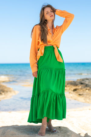 Sun Sea & Roses – Helen Maxi Skirt Green