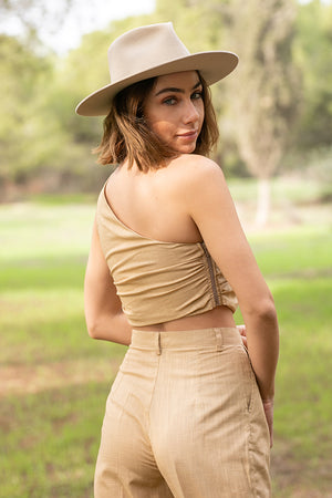 Sun Sea & Roses – Alena One Shoulder Top Beige