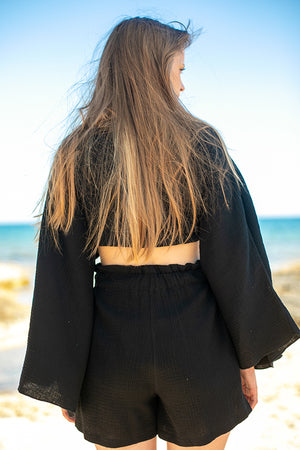 Sun Sea & Roses – Melaina Wrap Top Black