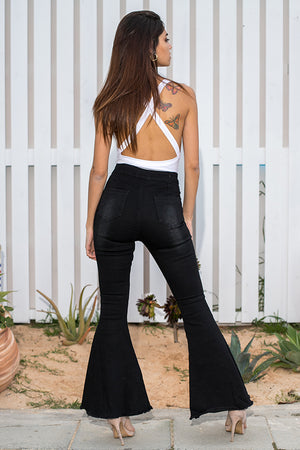 Queencii – Zoe Flare Jeans Black
