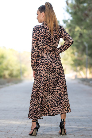 Queencii – Africa Leopard Long Dress Multicolor