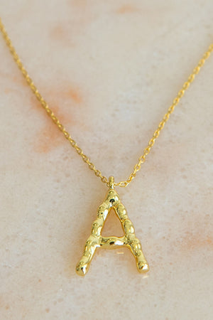 Queencii – Letter Necklace 925 Sterling Silver / 18k Yellow Gold Plated
