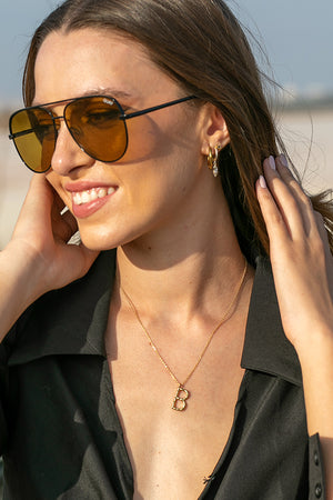 Queencii – Letter Necklace 925 Sterling Silver / 18k Yellow Gold Plated
