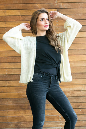 Okra, soft and thin beige cardigan 