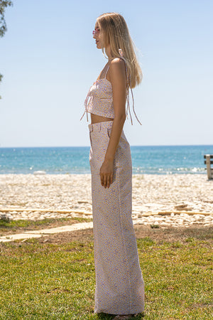 Sun Sea & Roses – Vienna Trousers Floral Purple/Light Pink/Yellow/Multicolor