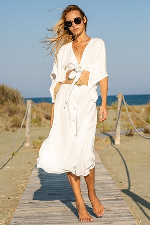 Queencii – Tara Midi Skirt White