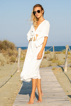 Queencii – Tara Midi Skirt White