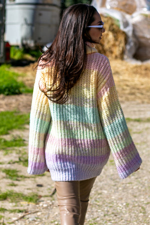 NA-KD - Wide Sleeve Cable Knitted Sweater Multicolor