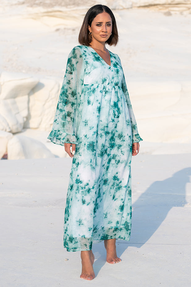 NA-KD – Tie Dye Maxi Dress Green