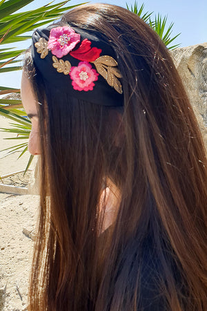 Namjosh – Headband Flowers Black Red Multicolor