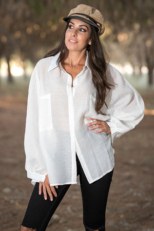 Queencii - Brixton Oversized Shirt White