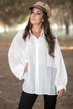 Queencii - Brixton Oversized Shirt White