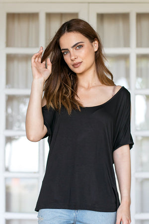 Rut & Circle - Alina Open Shoulder Top Black