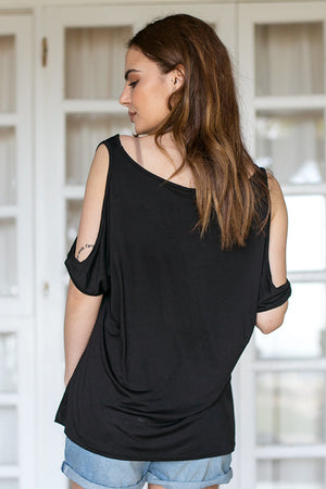 Rut & Circle - Alina Open Shoulder Top Black