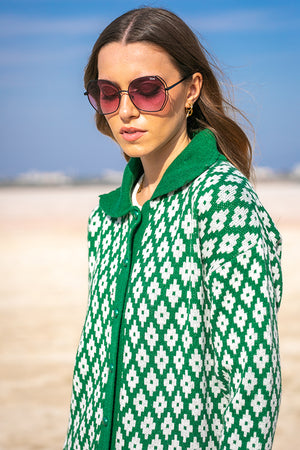 Queencii – Zelie Short Cardigan Green