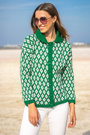 Queencii – Zelie Short Cardigan Green