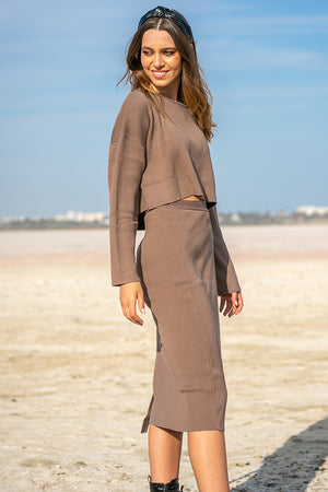 SNDYS – Cece Knit Skirt Chocolate