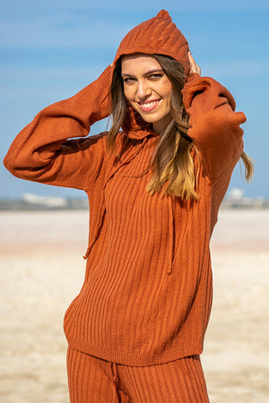 SNDYS – Hendrix Ribbed Hoodie Rust