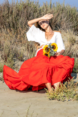 Sun Sea & Roses – Dimitra Long Skirt Red