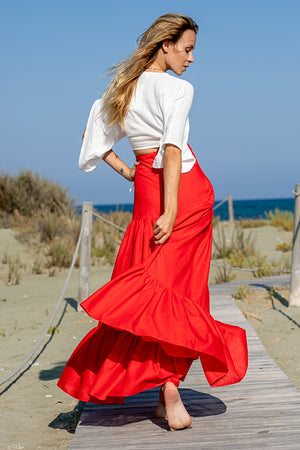 Sun Sea & Roses – Dimitra Long Skirt Red