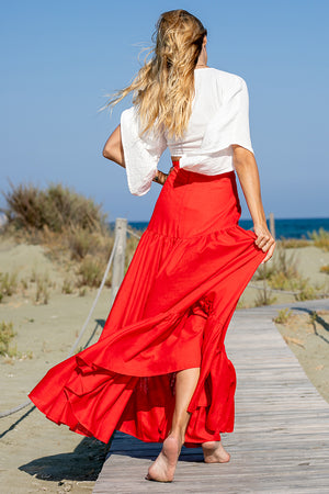 Sun Sea & Roses – Dimitra Long Skirt Red