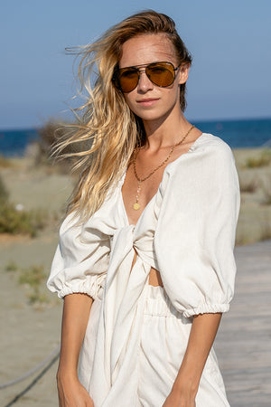 Sun Sea & Roses – Santorini Wrap Top Beige