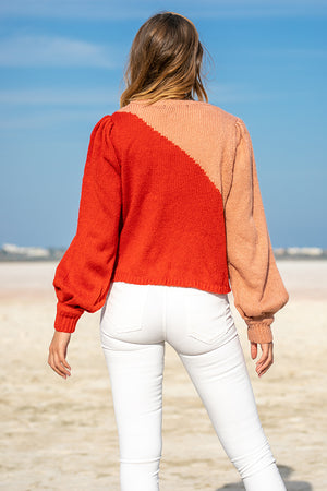 Queencii – Celena Knitted Sweater Red & Pink