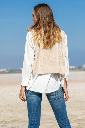 Queencii – Lina Vest Sweater Beige