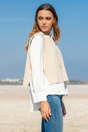 Queencii – Lina Vest Sweater Beige