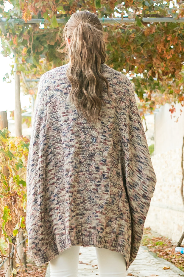 Queencii - Rainbow Oversized Cardigan Multicolor Pink