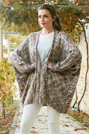 Queencii - Rainbow Oversized Cardigan Multicolor Pink