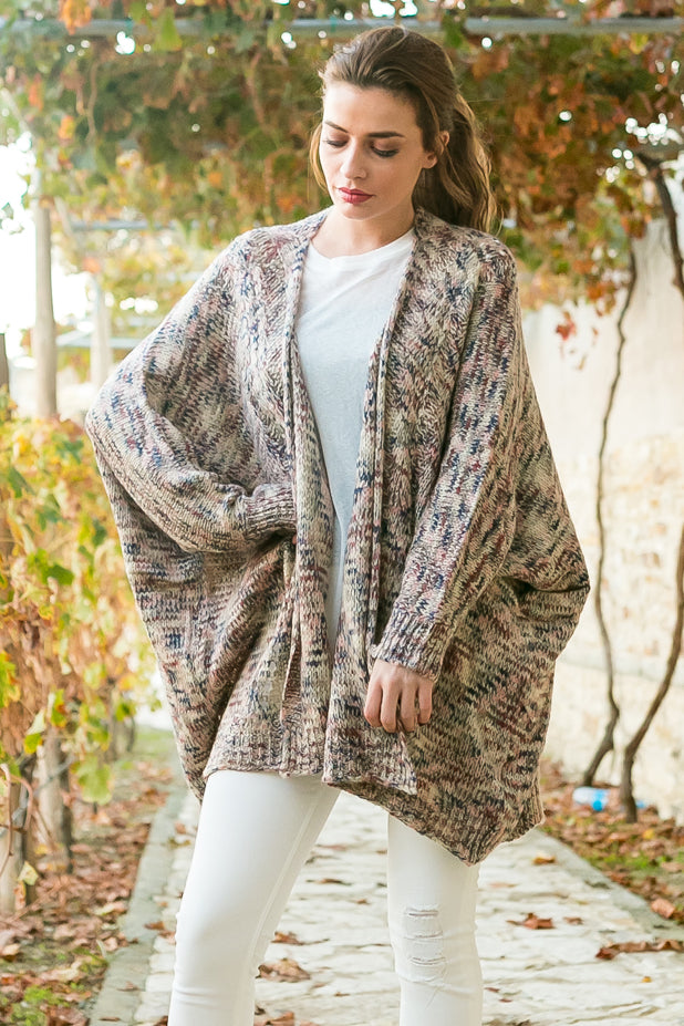 Queencii - Rainbow Oversized Cardigan Multicolor Pink