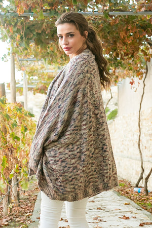 Queencii - Rainbow Oversized Cardigan Multicolor Pink